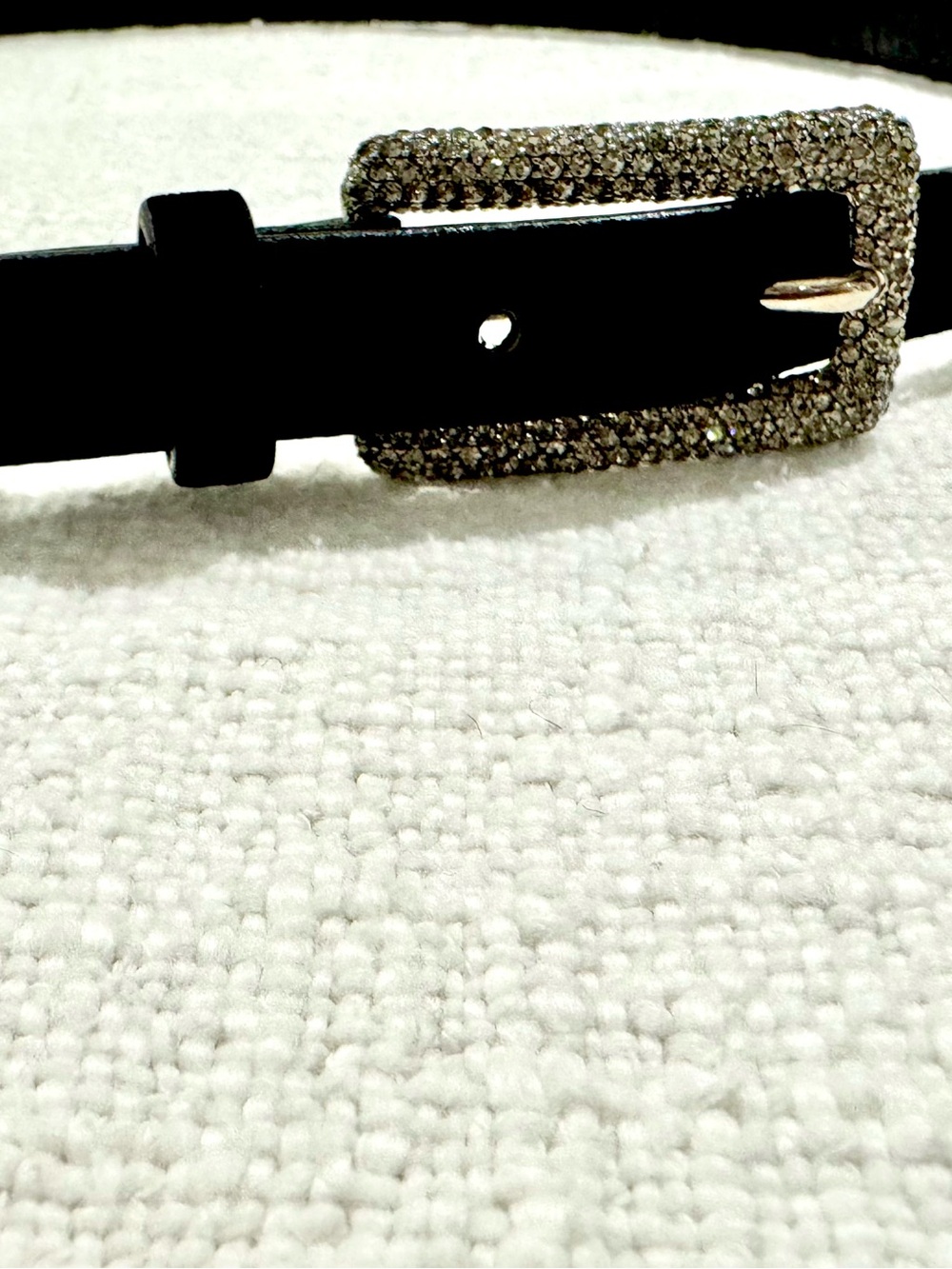 Ralph Lauren Collection suede thin belt with silver diamond embellished buckle